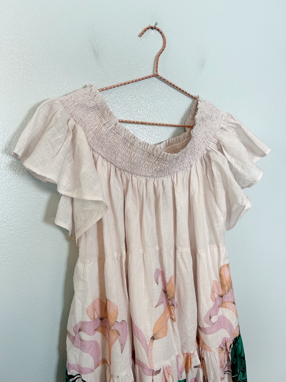 Anthropologie Maeve Pia Binazzi Tiered Flowy Off-the-Shoulder Maxi Dress Sz S - Picture 6 of 9